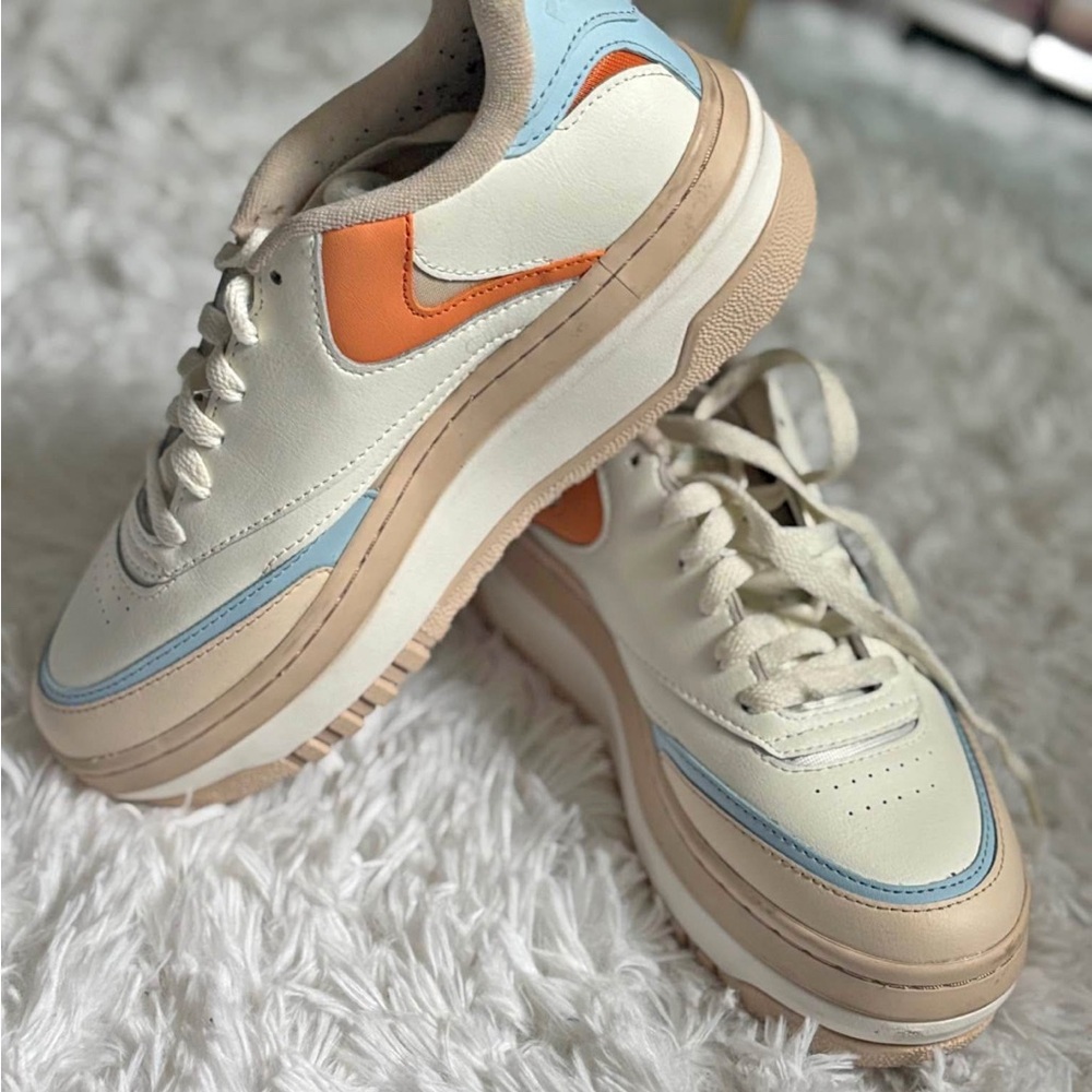 Women's Cream and Orange Sneakers